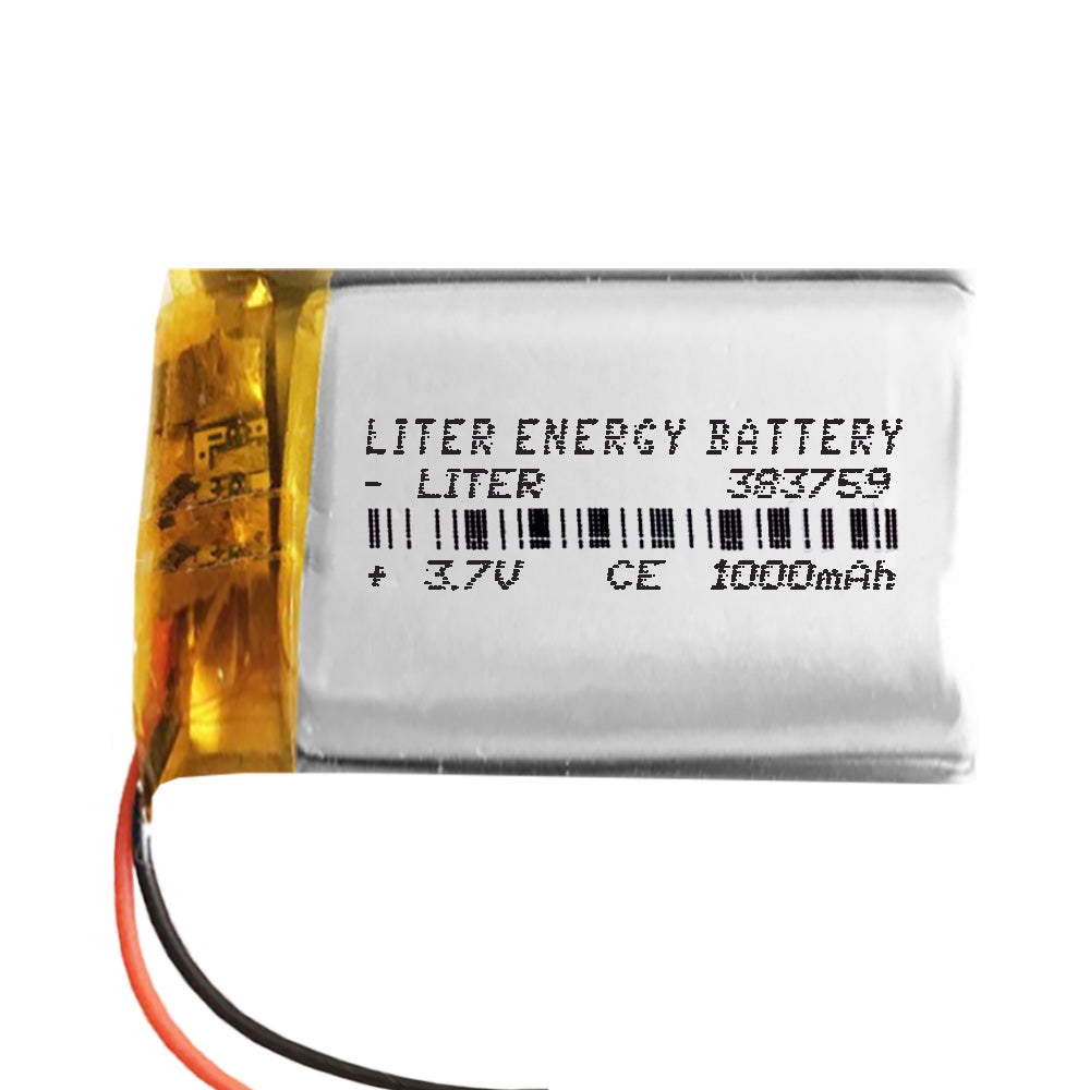 Batería 383759 LiPo 3.7V 1000mAh 3.7Wh 1S 5C Liter Energy Battery para Electrónica Recargable teléfono portátil vídeo smartwatch reloj GPS - No apta para Radio Control 61x37x4mm (1000mAh|383759)