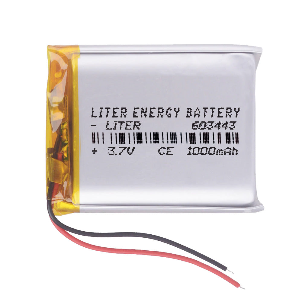 Batería 603443 LiPo 3.7V 1000mAh 3.7Wh 1S 5C Liter Energy Battery para Electrónica Recargable teléfono portátil vídeo smartwatch reloj GPS - No apta para Radio Control 45x34x6mm (1000mAh|603443)