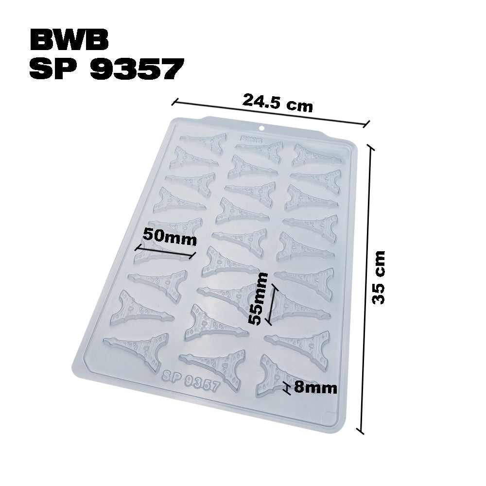 BWB SP 9357 Molde Semiprofesional Torre Eiffel Trufas y bombones para chocolate caliente Forma Simple 27 Cavidades 4g Plástico PET Transparente Tridimensional Accesorios y utensilios