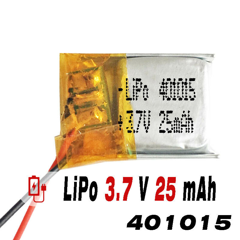 Batería 401015 LiPo 3.7V 25mAh 0.093Wh 1S 5C Liter Energy Battery para Electrónica Recargable teléfono portátil vídeo smartwatch reloj GPS - No apta para Radio Contro 17x10x4mm