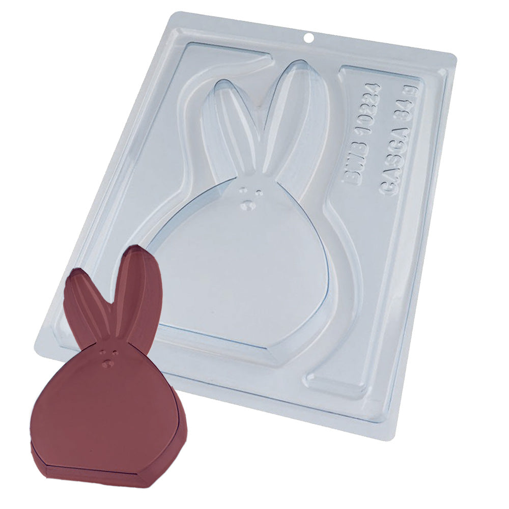 BWB 10224 Molde Conejo recto Especial 3 partes Forma con silicona para chocolate caliente de 1 Cavidad de 84-240g Plástico PET Tridimensional Accesorios y utensilios de reposteria