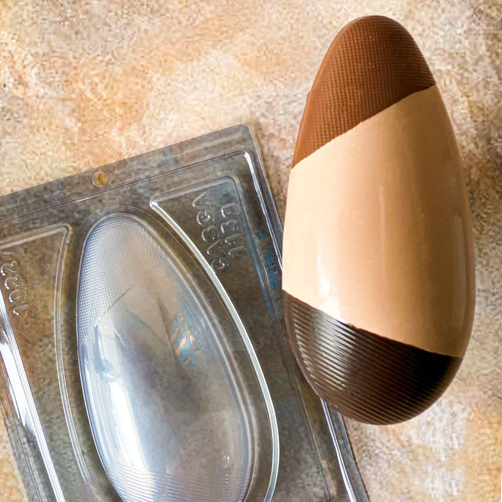 BWB 10227 Molde Huevo con textura Especial 3 partes Forma con silicona para chocolate caliente de 1 Cavidad de 115-500g Plástico PET Tridimensional Accesorios y utensilios reposteria