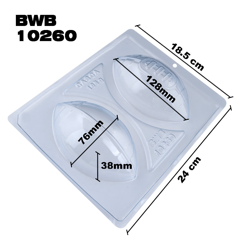 BWB 10260 Molde Deporte Pelota de rugby Especial 3 partes Forma con silicona