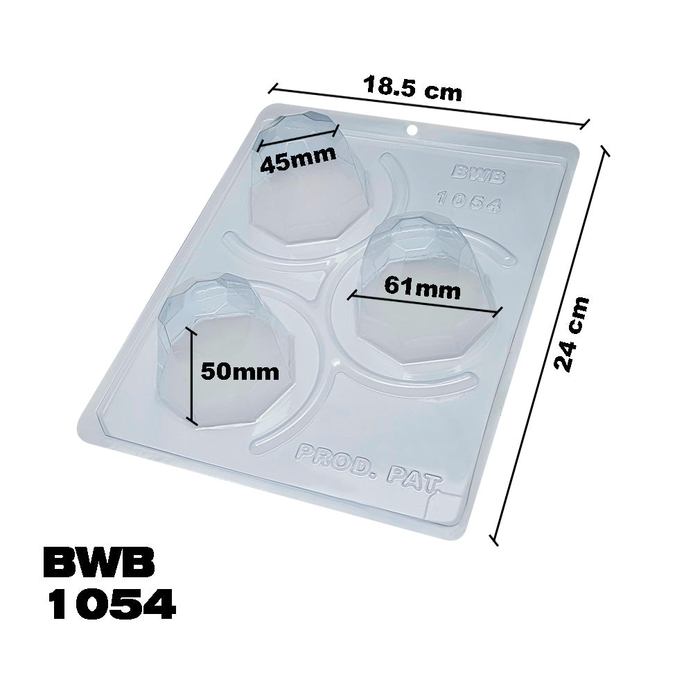 BWB 1054 Molde Especial 3 partes Trufas bombones Diamante grande Forma con silicona para chocolate caliente de 3 Cavidades 12-25g Plástico PET Tridimensional Accesorios y utensilios