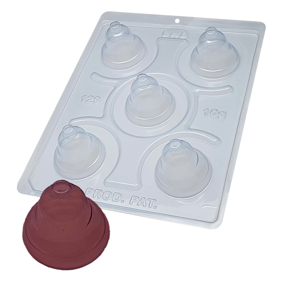 BWB 129 Molde Navidad Campana Especial 3 partes Forma con silicona para chocolate caliente de 5 Cavidades 10-36g de Plástico PET Tridimensional Accesorios y utensilios de reposteria