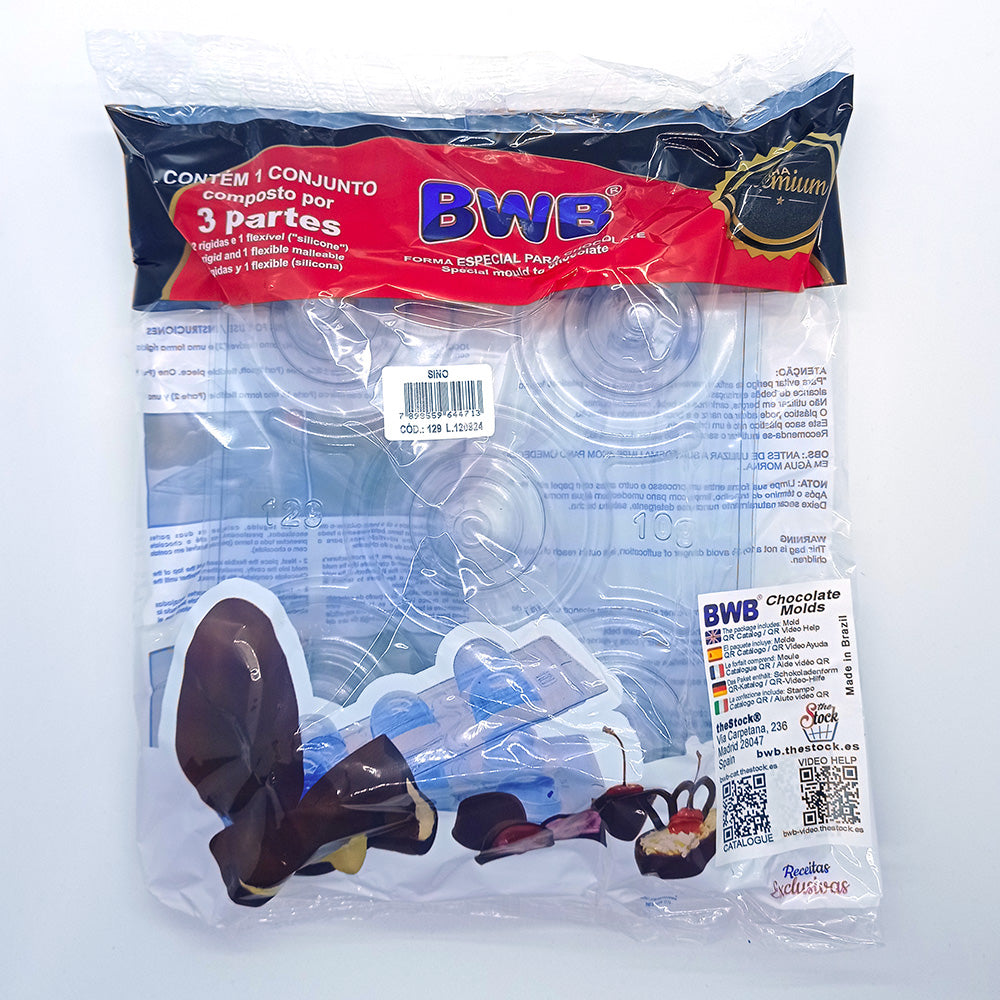 BWB 129 Molde Navidad Campana Especial 3 partes Forma con silicona para chocolate caliente de 5 Cavidades 10-36g de Plástico PET Tridimensional Accesorios y utensilios de reposteria