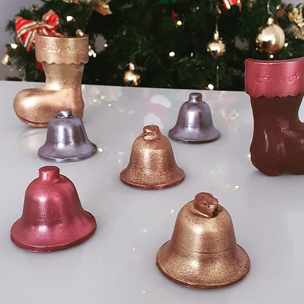 BWB 129 Molde Navidad Campana Especial 3 partes Forma con silicona para chocolate caliente de 5 Cavidades 10-36g de Plástico PET Tridimensional Accesorios y utensilios de reposteria