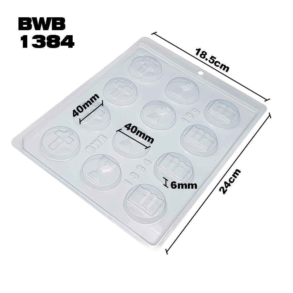 BWB 1384 Molde Bombón Comunión para chocolate caliente Forma Simples 12 Agujeros