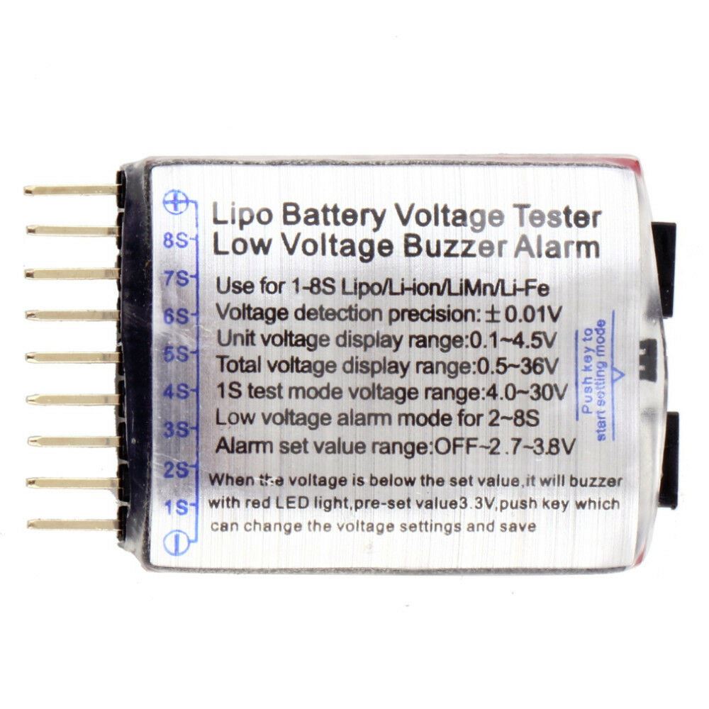 LiPo Alarma Bateria Tester 1S-8S Battery Lipo / Li-ion / LiMn / Li-fe. New.