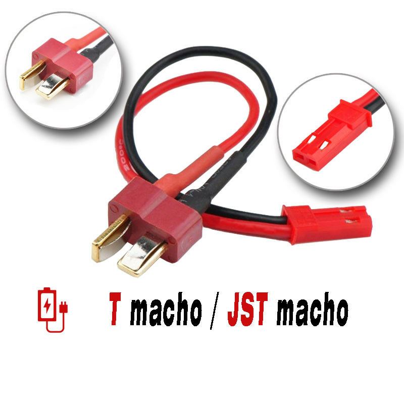 Adaptador cable Conector T plug macho JST macho Converter Deans T to JST Plug