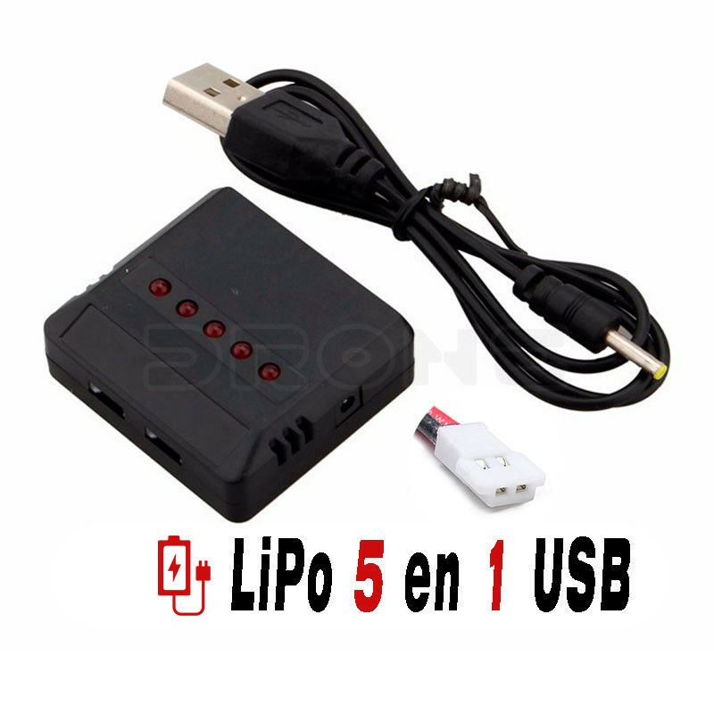 Cargador 1 en 5  5V USB de la Batería Lipo con conector 51005 4 XH Ports Battery