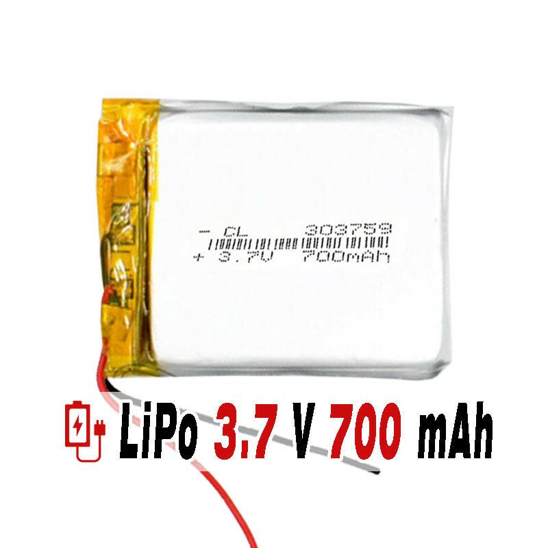 BATERÍA 303759 LiPo 3.7V 700mAh 1S para teléfono portátil vídeo mp3 mp4 luz led