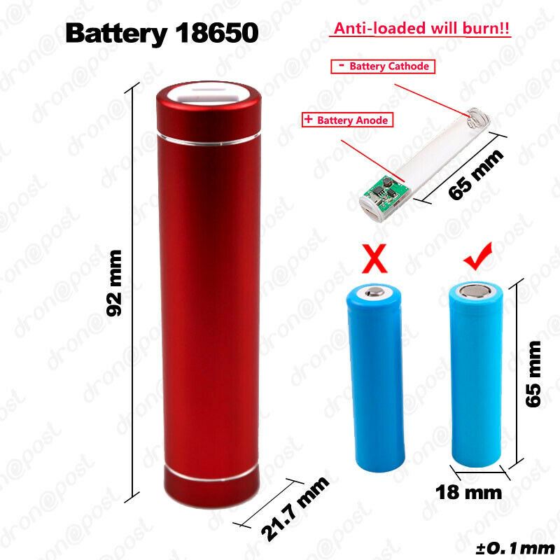 Caja 18650 Cargador Aluminio PC DIY USB batería portátil Battery Charger funda