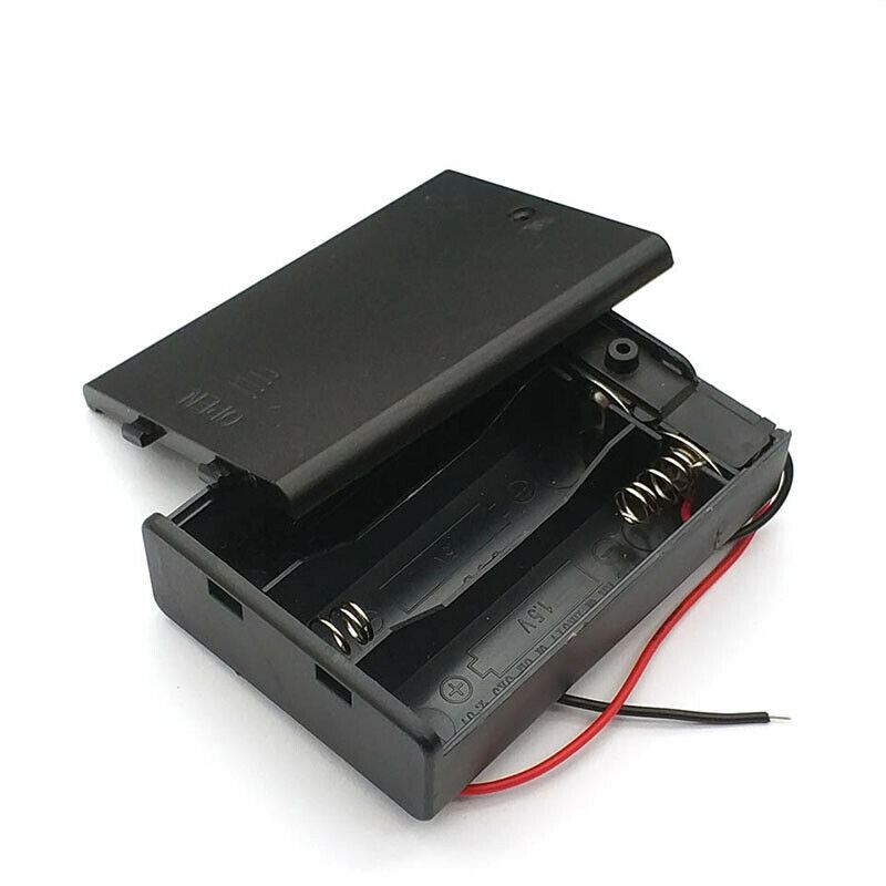 3 AA caja del soporte de la batería con el interruptor 4.5V 19x49x69mm negra