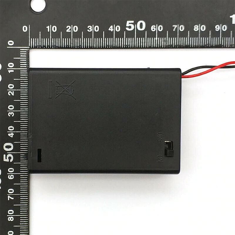 3 AA caja del soporte de la batería con el interruptor 4.5V 19x49x69mm negra