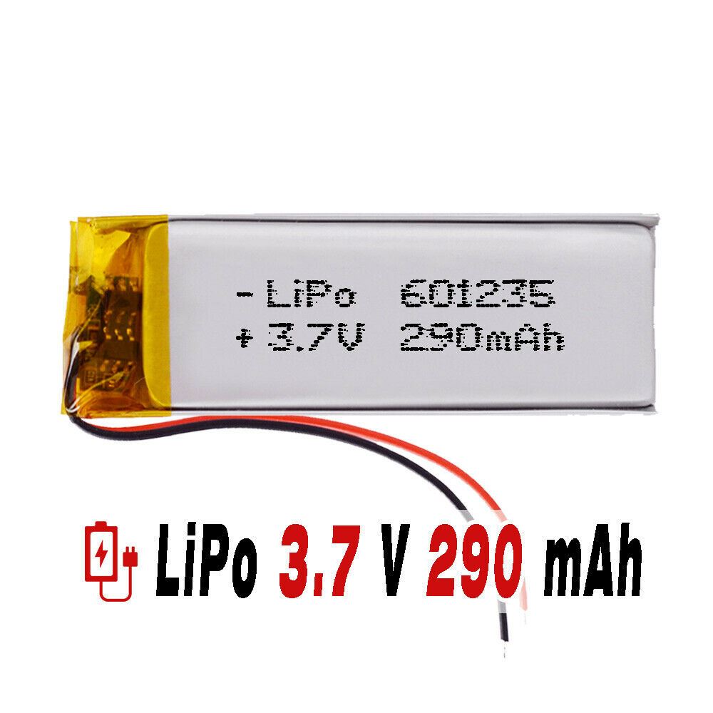 BATERÍA 601235 LiPo 3.7V 290mAh 1S teléfono portátil vídeo mp3 mp4 luz led gps