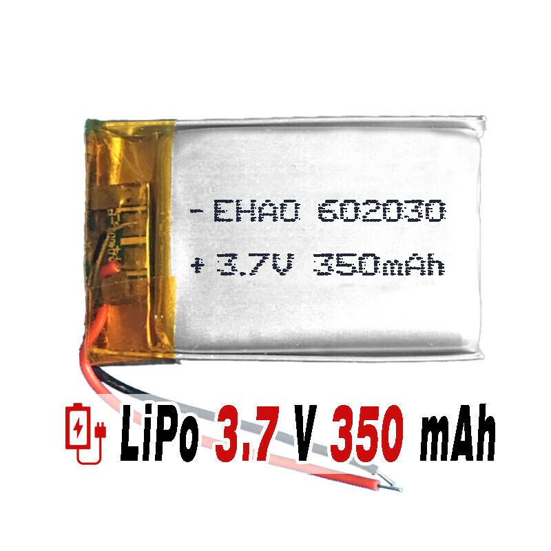 BATERÍA 602030 LiPo 3.7V 350mAh 1S para teléfono portátil vídeo mp3 mp4 luz led