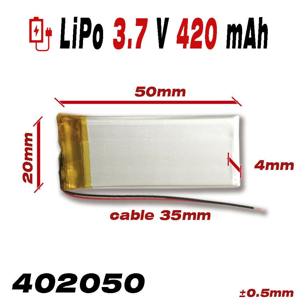 BATERÍA 402050 LiPo 3.7V 420mAh 1S para teléfono portátil vídeo mp3 mp4 luz led