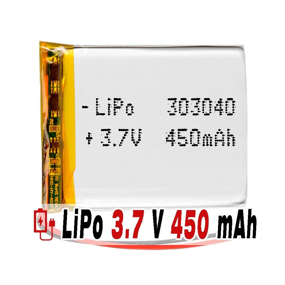 BATERÍA 303040 LiPo 3.7V 450mAh 1S para teléfono portátil vídeo mp3 mp4 luz led