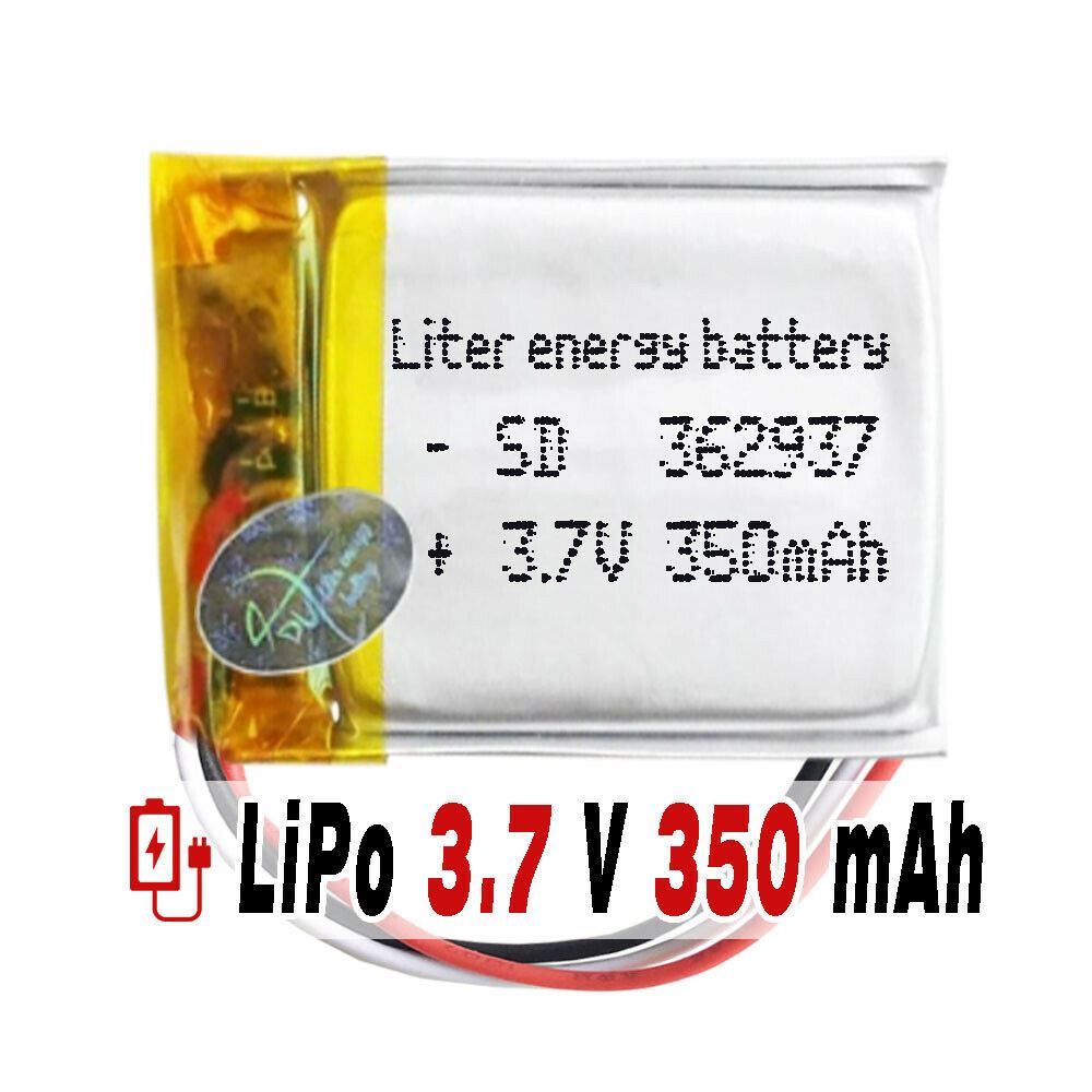 BATERÍA 362937 3.7V 350mAh LiPo 3 Cables 1S teléfono bluetooth e-book GPS vídeo