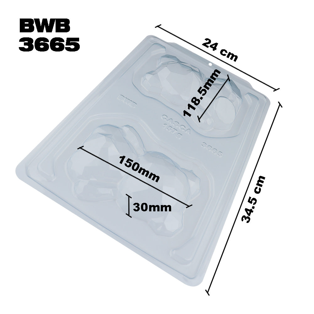 BWB 3665 Molde Figura Oso facetado Especial 3 partes Forma con silicona para chocolate caliente de 2 Cavidades 157-640g de Plástico PET Tridimensional Accesorios y utensilios de reposteria