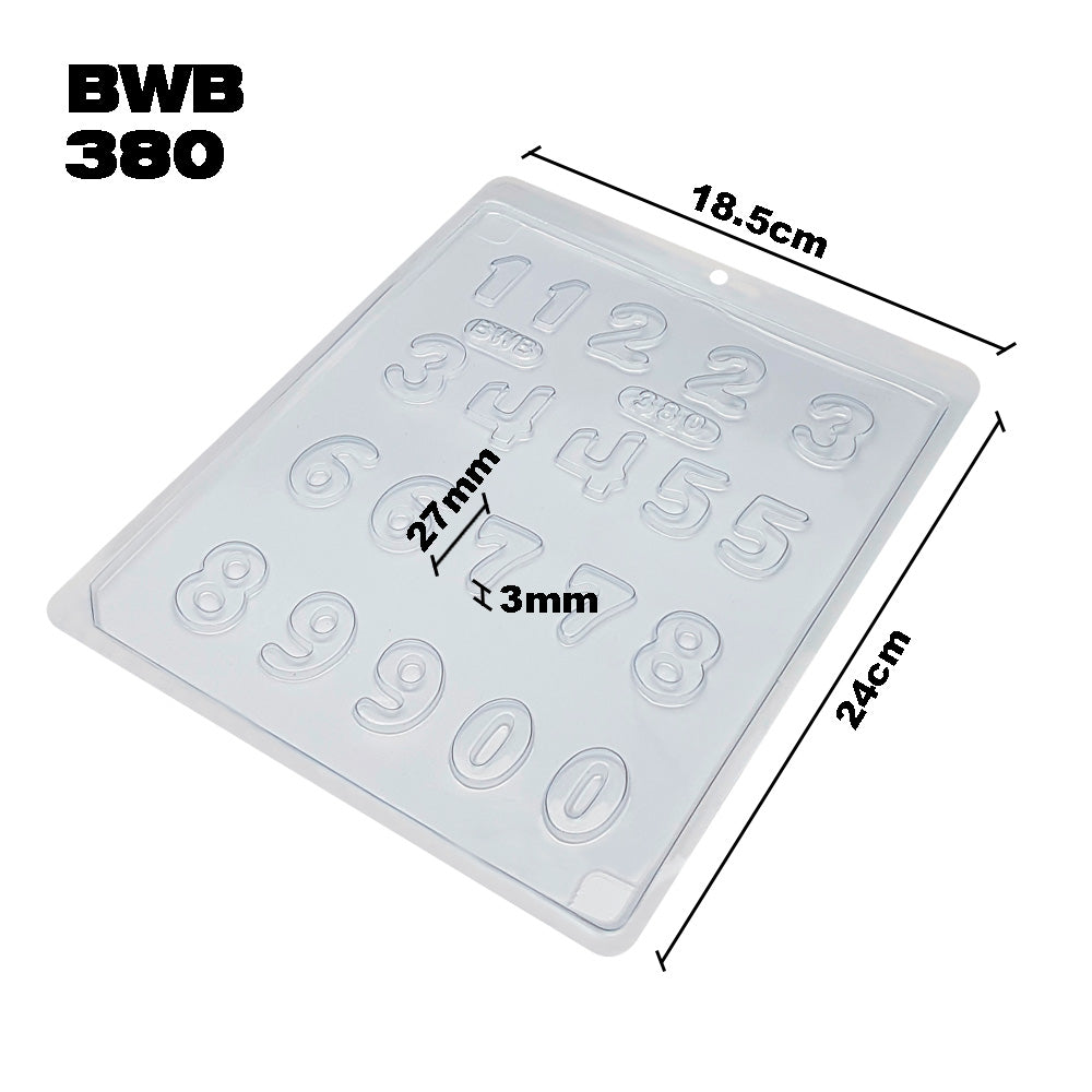 BWB 380 Molde Diversos Numeros para chocolate caliente Forma Simples de 20 Cavidades 7g Material Plástico PET Transparente Tridimensional Bombones Accesorios y utensilios de reposteria