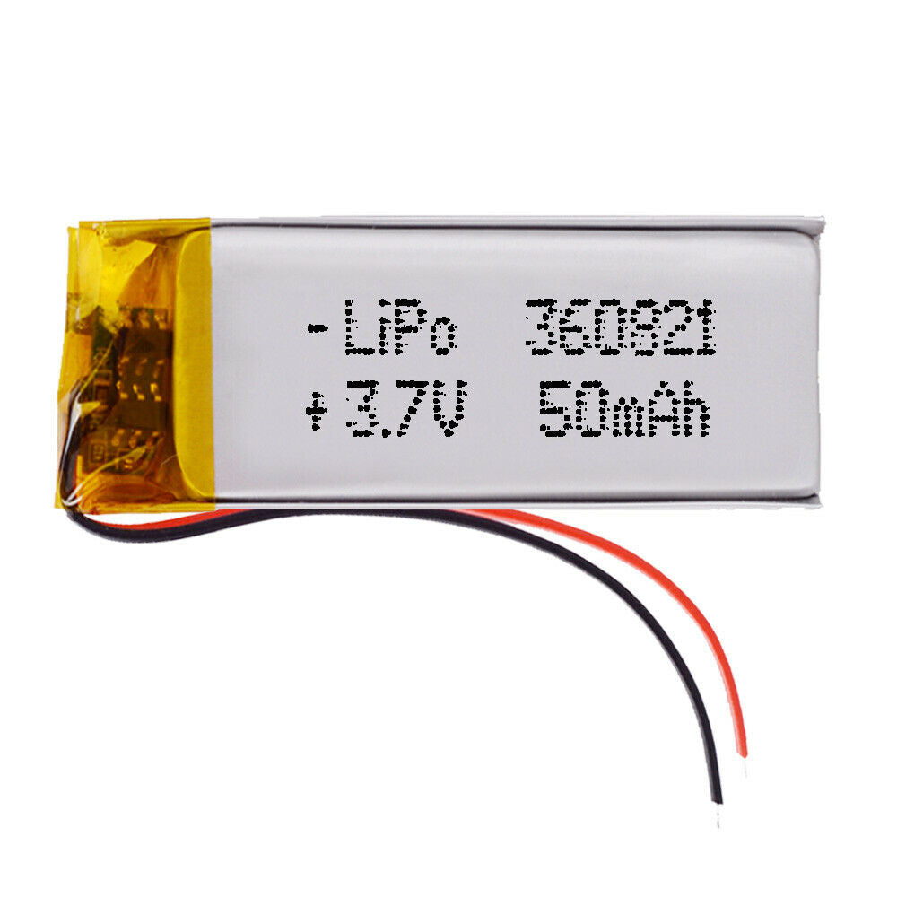 Batería 360821 LiPo 3.7V 50mAh 0.185Wh 1S 5C Liter Energy Battery para Electrónica Recargable teléfono portátil vídeo smartwatch reloj GPS - No apta para Radio Control 23x8x4mm (50mAh|360821)