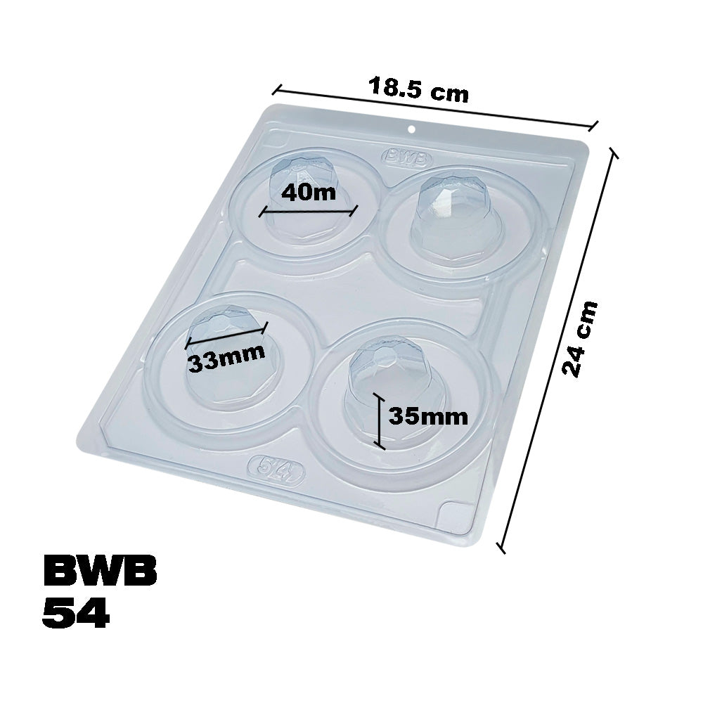 BWB 54 Molde Especial 3 partes Trufas y bombones Diamante Forma con silicona para chocolate caliente de 2 Cavidades 10-40g Plástico PET Tridimensional Accesorios y utensilios reposteria