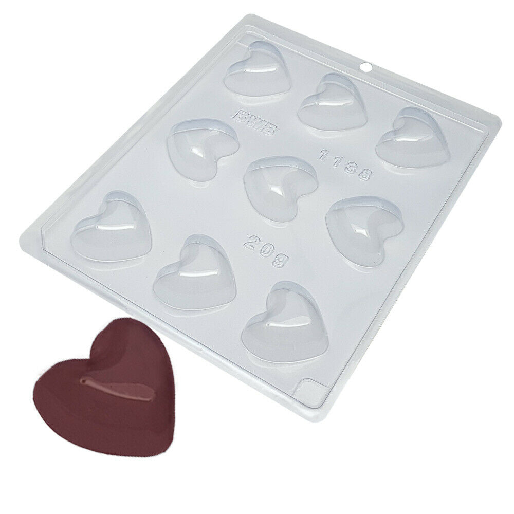 BWB 1138 Molde Enamorados Corazón pequeño para chocolate caliente Forma Simples 9 Cavidades 20g Material Plástico PET Transparente Tridimensional Accesorios y utensilios de reposteria