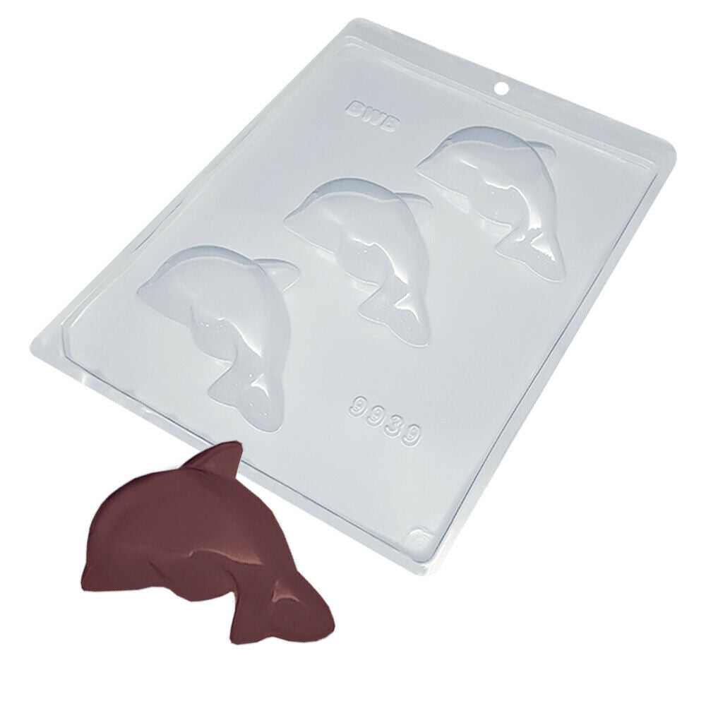 BWB 9939 Molde Diversos Delfines para chocolate caliente Forma Simples de 3 Cavidades 42g Material Plástico PET Transparente Tridimensional Accesorios y utensilios de reposteria