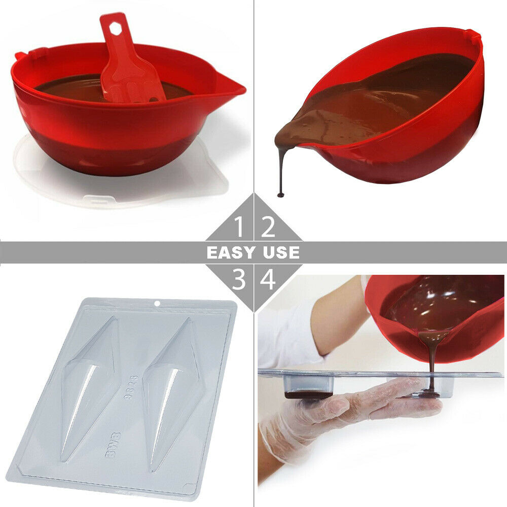 BWB 9828 Molde Especial 3 partes Cono gigante Forma con silicona para chocolate caliente de 2 Cavidades 20-100g Plástico PET Tridimensional Accesorios y utensilios de reposteria