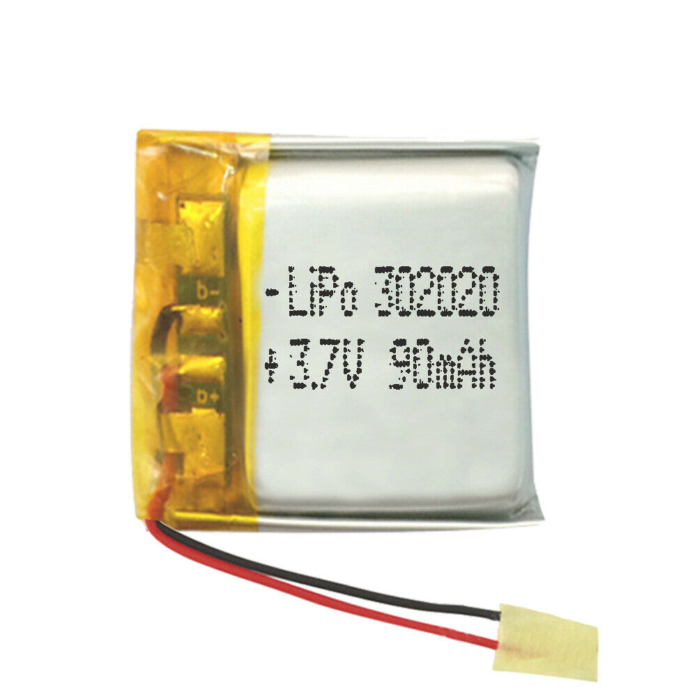 Batería 302020 LiPo 3.7V 90mAh 0.333Wh 1S 5C Liter Energy Battery para Electrónica Recargable teléfono portátil vídeo smartwatch reloj GPS - No apta para Radio Control 22x20x3mm (90mAh|302020)