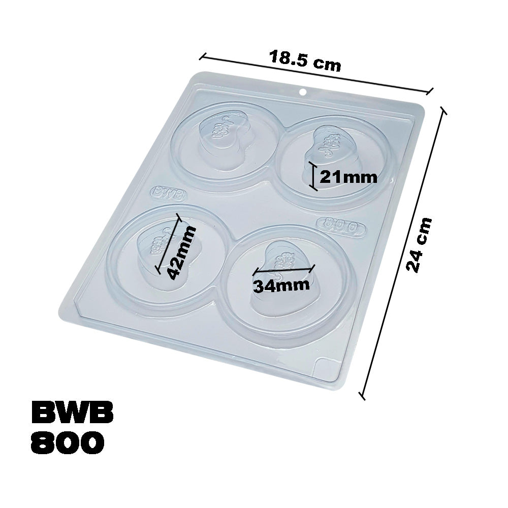 BWB 800 Molde Especial 3 partes Trufas bombones Corazón Forma con silicona para chocolate caliente de 4 Cavidades 7-25g Plástico PET Tridimensional Accesorios y utensilios reposteria