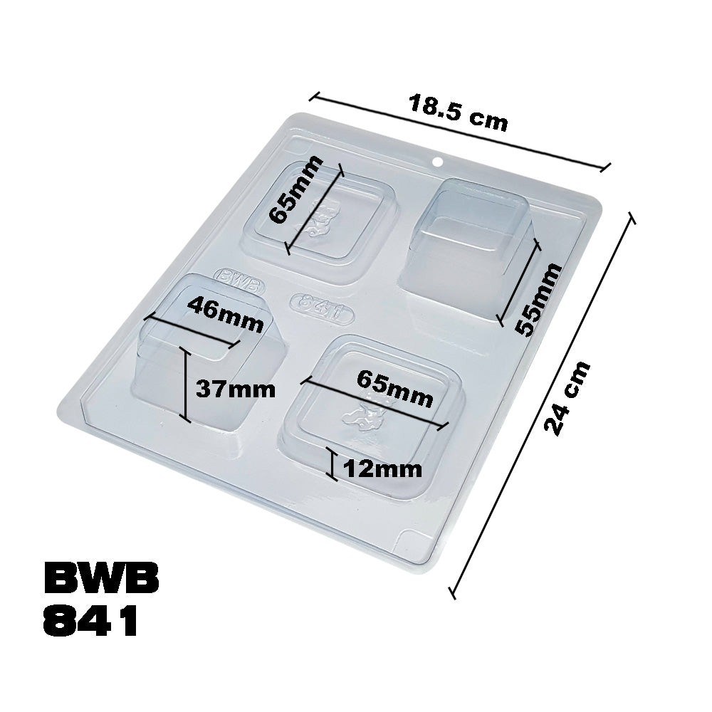 BWB 841 Molde Especial 3 partes Mini caja bebé Forma con silicona para chocolate caliente de 4 Cavidades 43-86g Plástico PET Tridimensional Accesorios y utensilios de reposteria