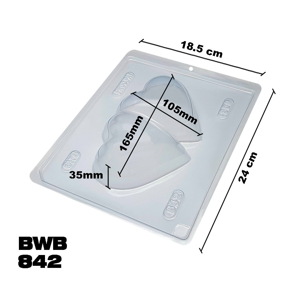 BWB 842 Molde Especial 3 partes Doble corazón Forma con silicona para chocolate caliente de 1 Cavidades 119-250g Plástico PET Tridimensional Accesorios y utensilios de reposteria