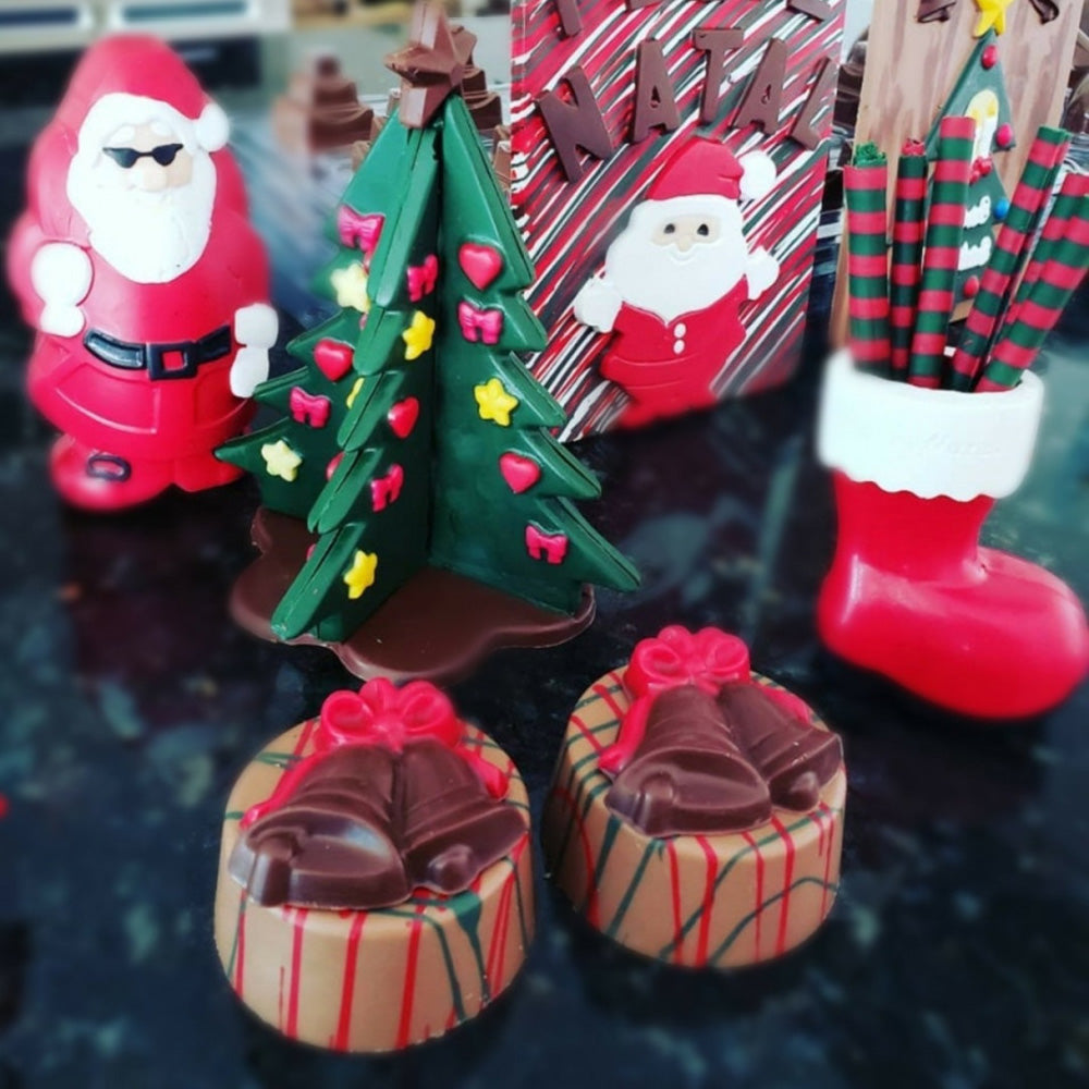 BWB 844 Molde Navidad Papá Noel Especial 3 partes Forma con silicona para chocolate caliente de 2 Cavidades 137-215g de Plástico PET Tridimensional Accesorios y utensilios de reposteria