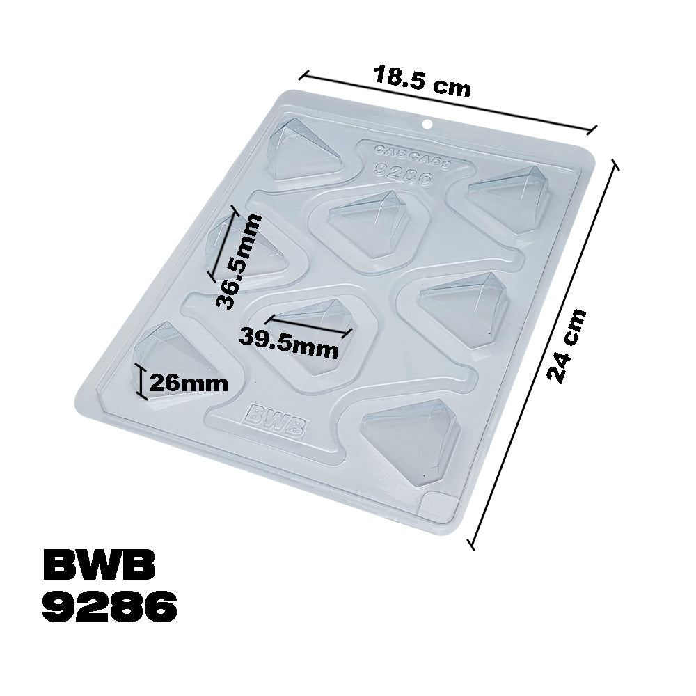 BWB 9286 Molde Especial 3 partes Diamante 5g Forma con silicona para chocolate caliente de 8 Cavidades 5-23g Plástico PET Tridimensional Accesorios y utensilios de reposteria