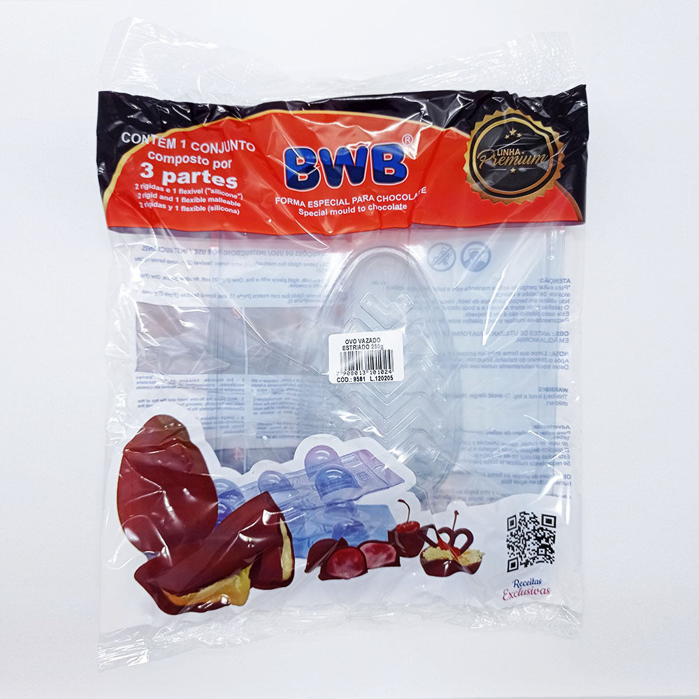 BWB 9561 Molde Especial 3 partes Huevo estrías 250g para chocolate caliente 72g