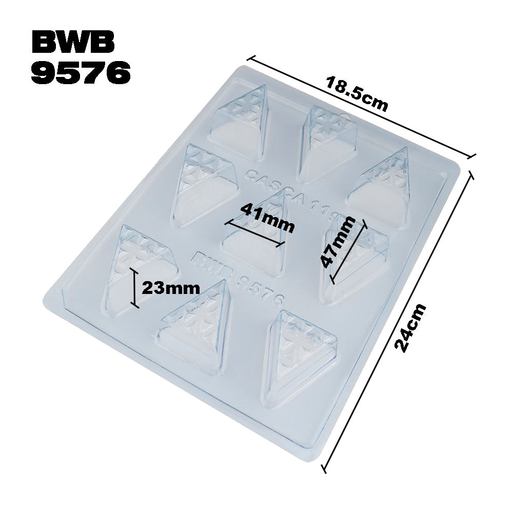 BWB 9576 Molde Bombón detallado triángulo Especial 3 partes Forma con silicona para chocolate caliente de 9 Cavidades 11-30g Plástico PET Tridimensional Accesorios y utensilios reposteria