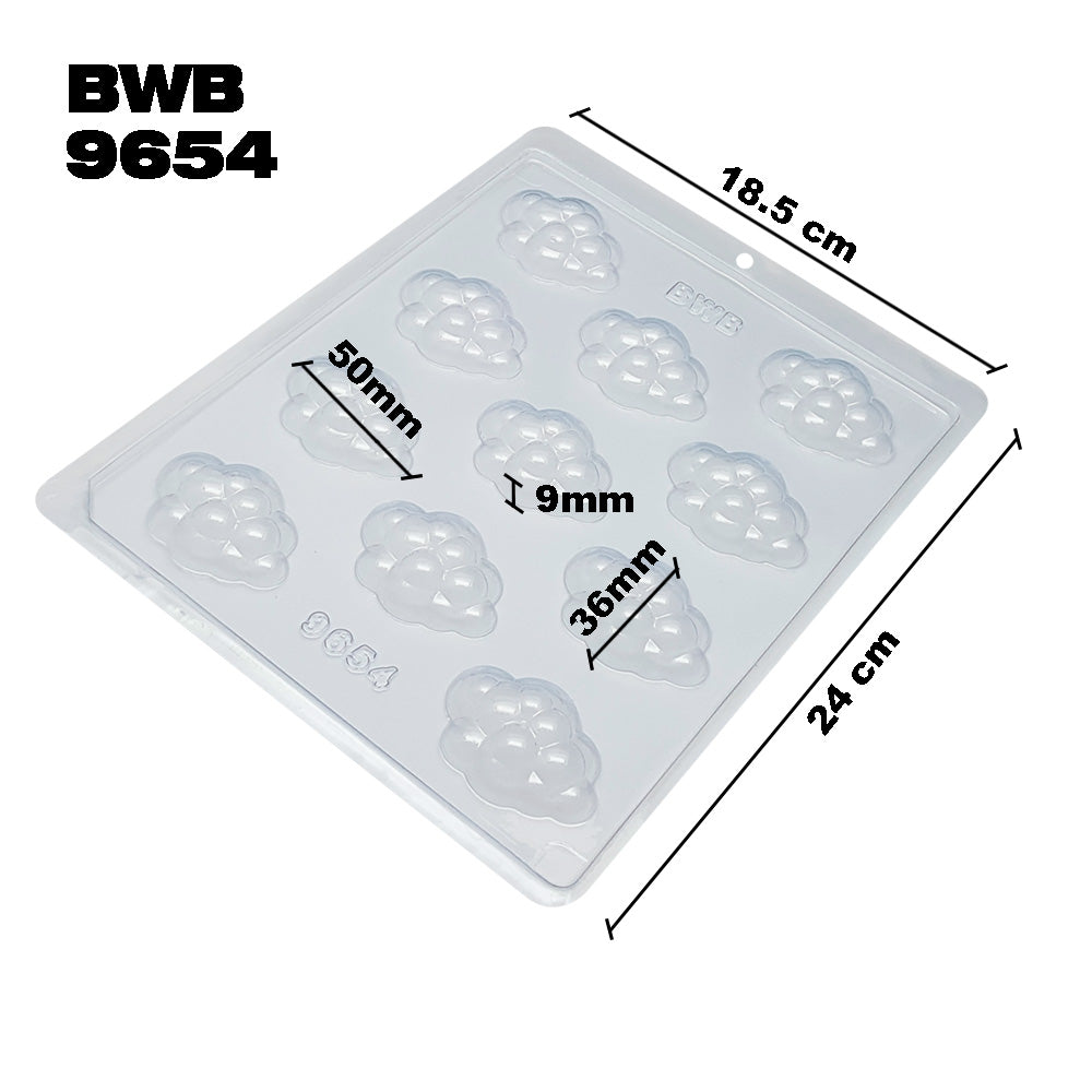 BWB 9654 Molde Infantil Nubes para chocolate caliente Forma Simples de 13 Cavidades 10g Material Plástico PET Transparente Tridimensional Bombones Accesorios y utensilios de reposteria