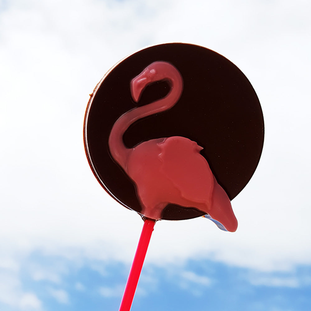 BWB 9694 Molde Piruleta flamingo para chocolate caliente Forma Simples de 4 Cavidades 38g Material Plástico PET Transparente Tridimensional Bombones Accesorios y utensilios de reposteria
