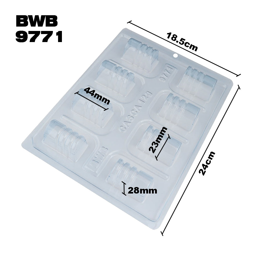 BWB 9771 Molde Bombón roscado Especial 3 partes Forma con silicona para chocolate caliente de 8 Cavidades 12-30g Plástico PET Tridimensional Accesorios y utensilios de reposteria