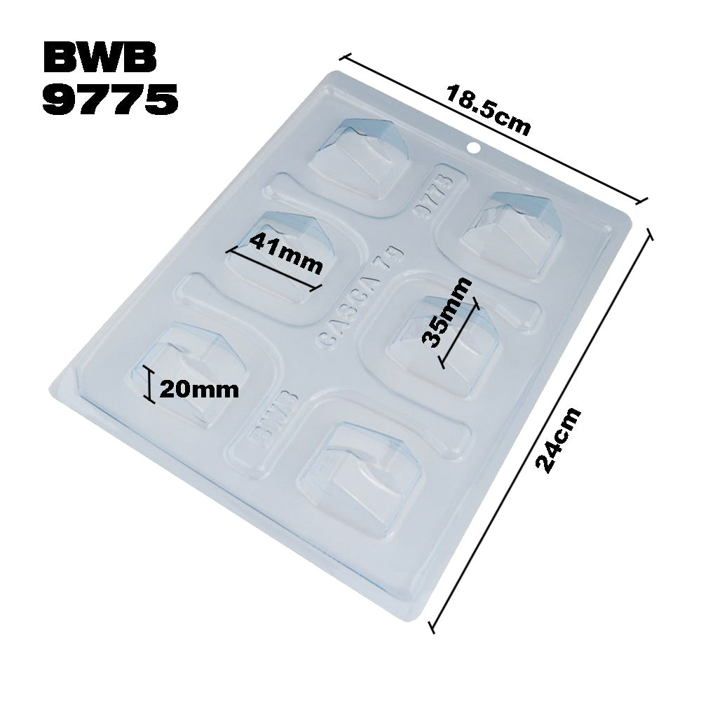 BWB 9775 Molde Bombón relleno inverso Especial 3 partes Forma con silicona para chocolate caliente de 6 Cavidades 7-23g Plástico PET Tridimensional Accesorios y utensilios de reposteria