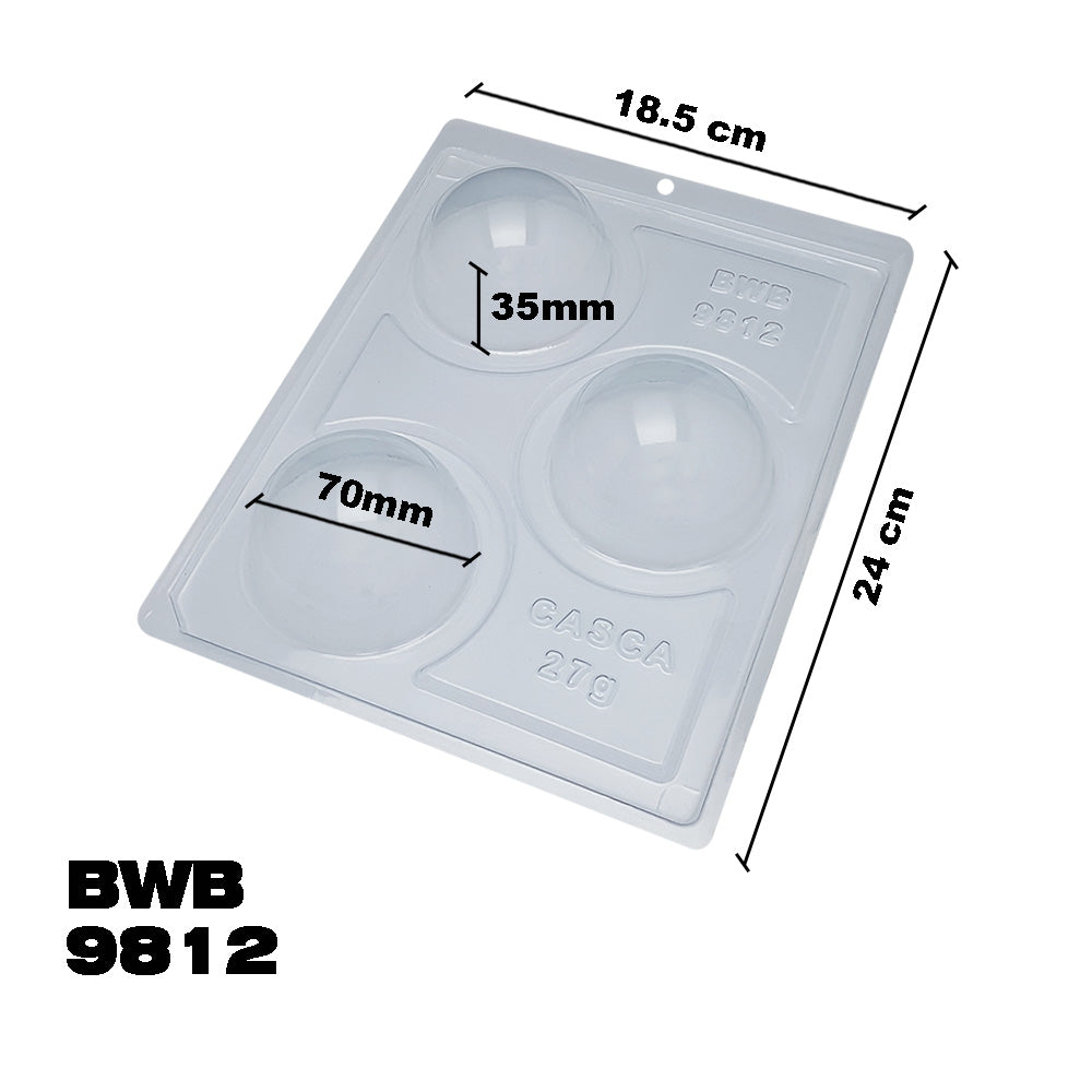 BWB 9812 Molde Especial 3 partes Esfera 70mm para chocolate caliente de silicona