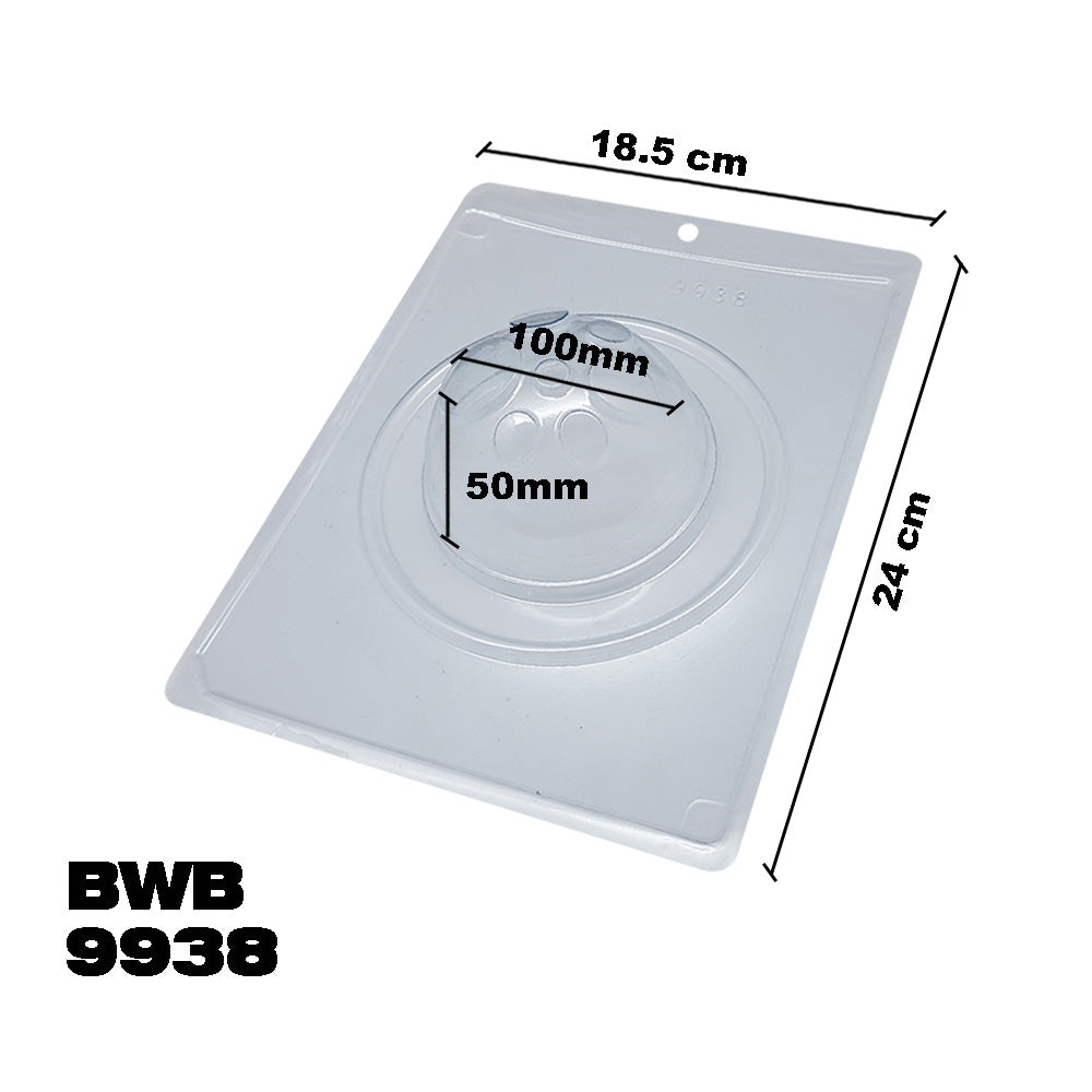 BWB 9938 Molde Especial 3 partes Esfera de 100mm Simple Forma con silicona para chocolate caliente de 1 Cavidades 50g Plástico PET Tridimensional Accesorios y utensilios reposteria