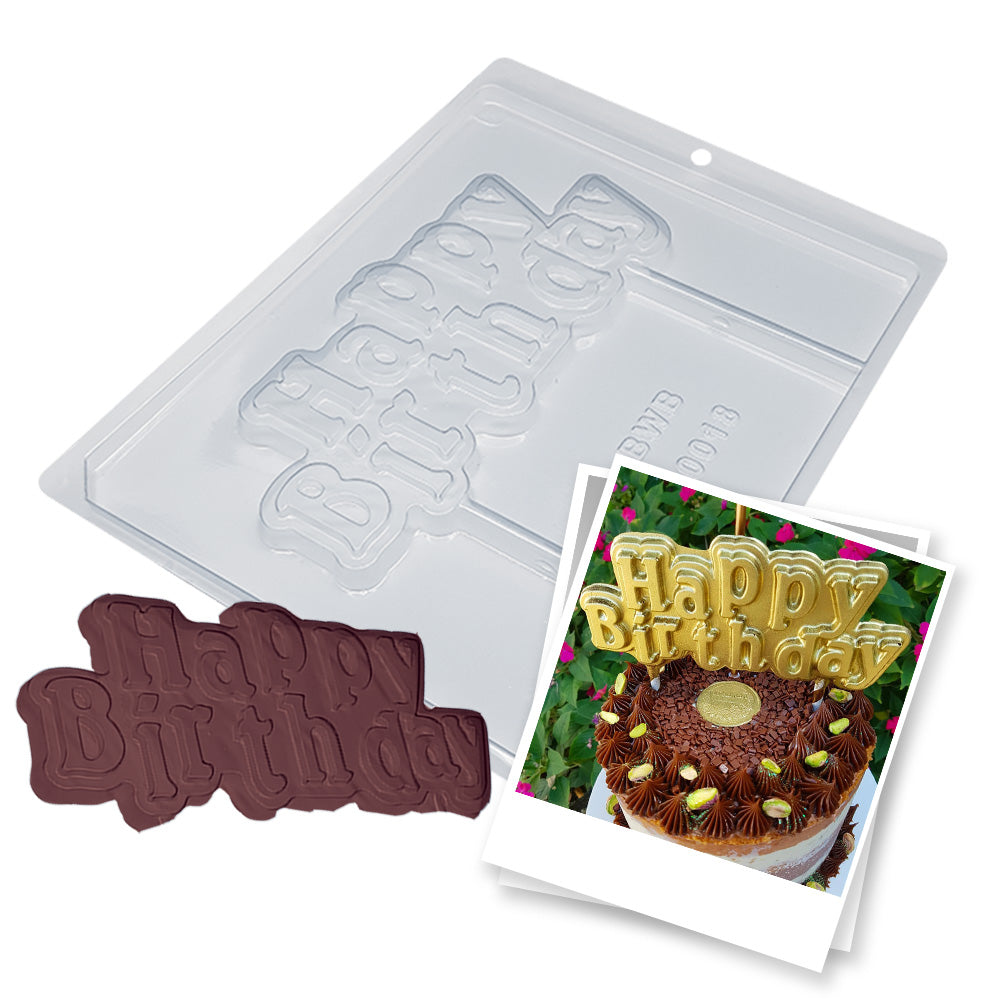 BWB 10018 Molde Sobre la tarta texto Happy Birthday para chocolate caliente Forma Simples de 1 Agujero 90g Material Plástico PET Transparente Tridimensional Accesorios y utensilios