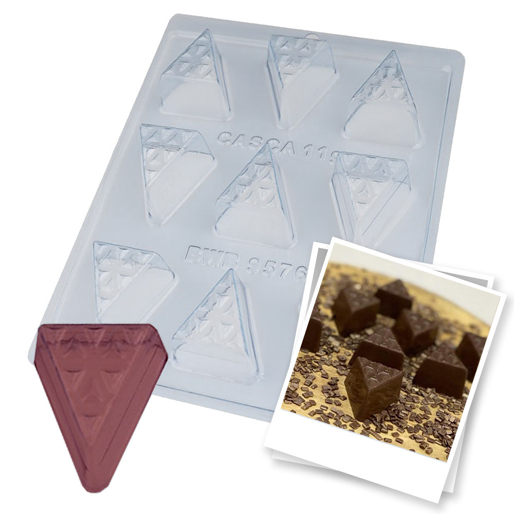 BWB 9576 Molde Bombón detallado triángulo Especial 3 partes Forma con silicona para chocolate caliente de 9 Cavidades 11-30g Plástico PET Tridimensional Accesorios y utensilios reposteria