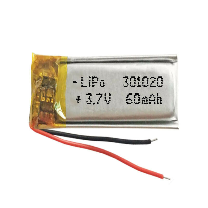 Batería 301020 LiPo 3.7V 60mAh 0.222Wh 1S 5C Liter Energy Battery para Electrónica Recargable teléfono portátil vídeo smartwatch reloj GPS - No apta para Radio Control 22x10x4mm (60mAh|301020)