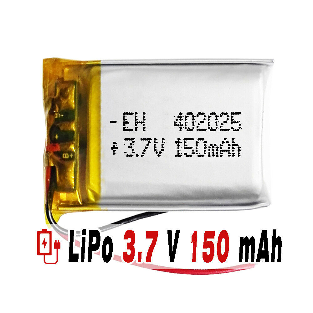 BATERÍA 402025 LiPo 3.7V 150mAh 1S 0.555Wh Polímero Litio Recargable Electrónica