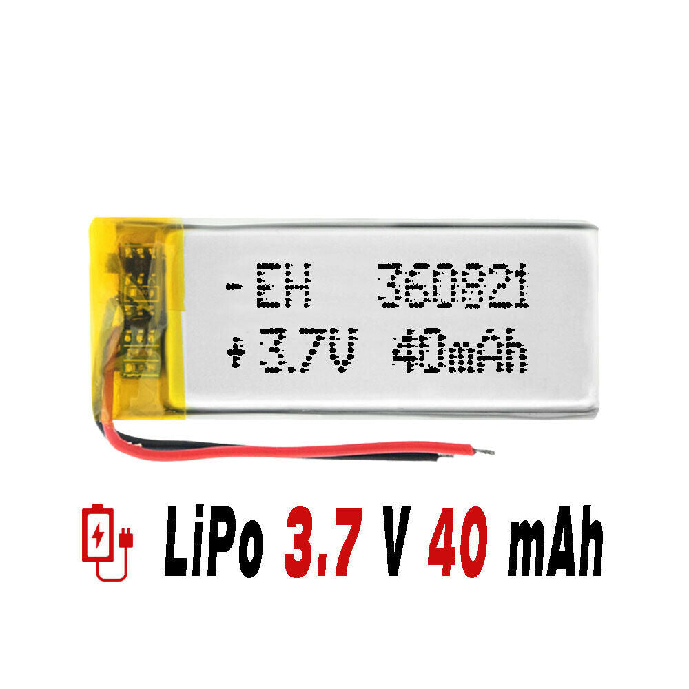 Batería 360821 LiPo 3.7V 40mAh 0.148Wh 1S 5C Liter Energy Battery para Electrónica Recargable teléfono portátil vídeo smartwatch reloj GPS - No apta para Radio Contro 23x8x4mm